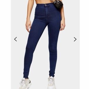 Topshop PETITE Joni Dark Blue High-Rise Skinny Jeans